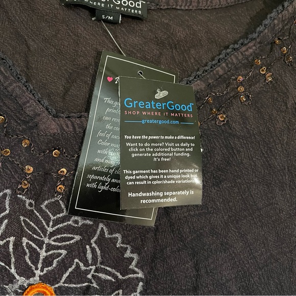 Greater Good ~ Earth & Sky Ombré Embroidered, Sequined, Beaded Boho Top - Picture 11 of 14